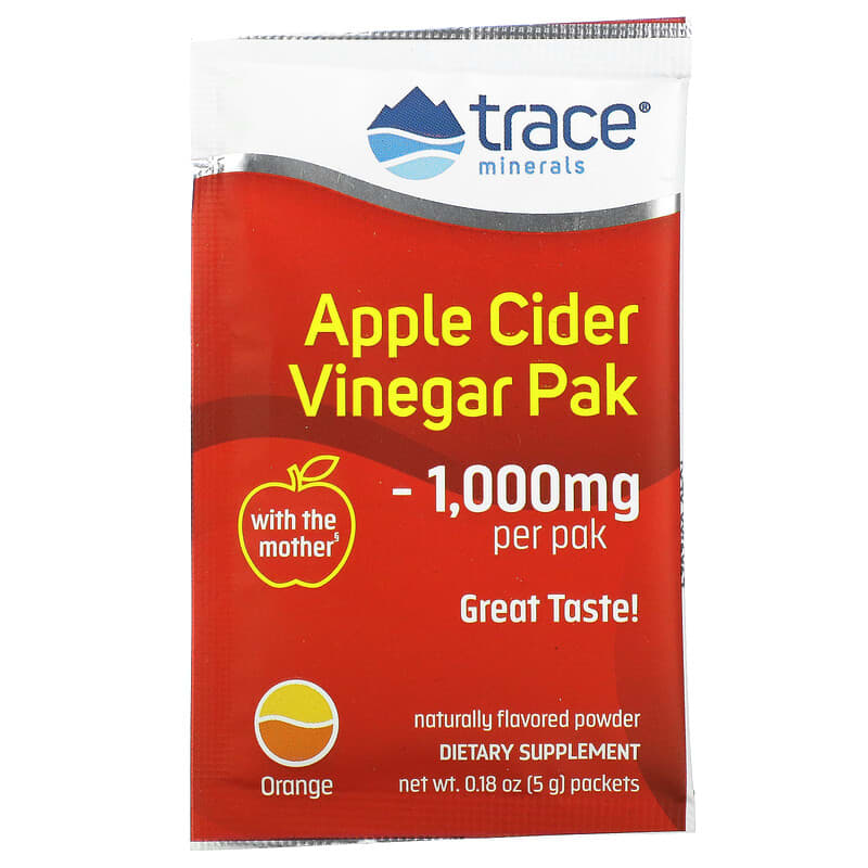 Trace Minerals ®, Organic Apple Cider Vinegar, Orange, 1,000 mg, 30 Packets, .18 oz (5 g) Each 878941006722