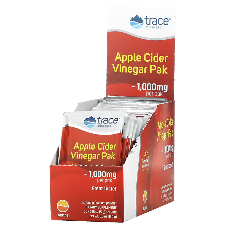 Trace Minerals ® Organic Apple Cider Vinegar Orange 1,000 mg 30 Packets .18 oz (5 g) Each 878941006722