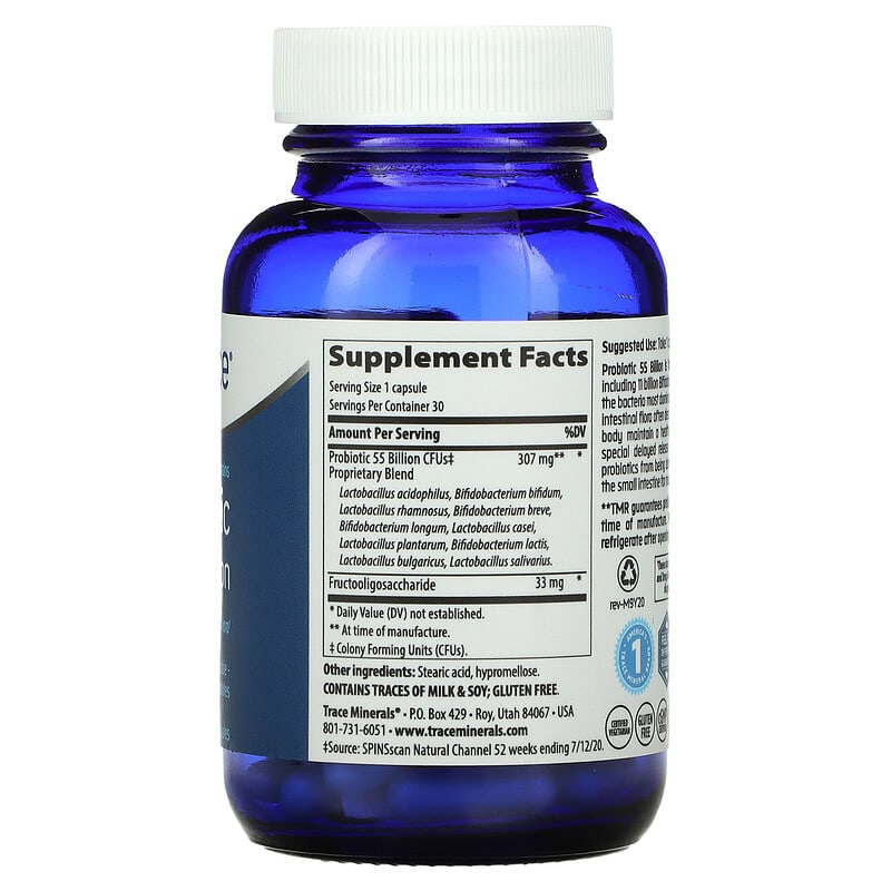 Trace Minerals ®, Probiotic, 55 Billion, 30 Capsules 878941002120