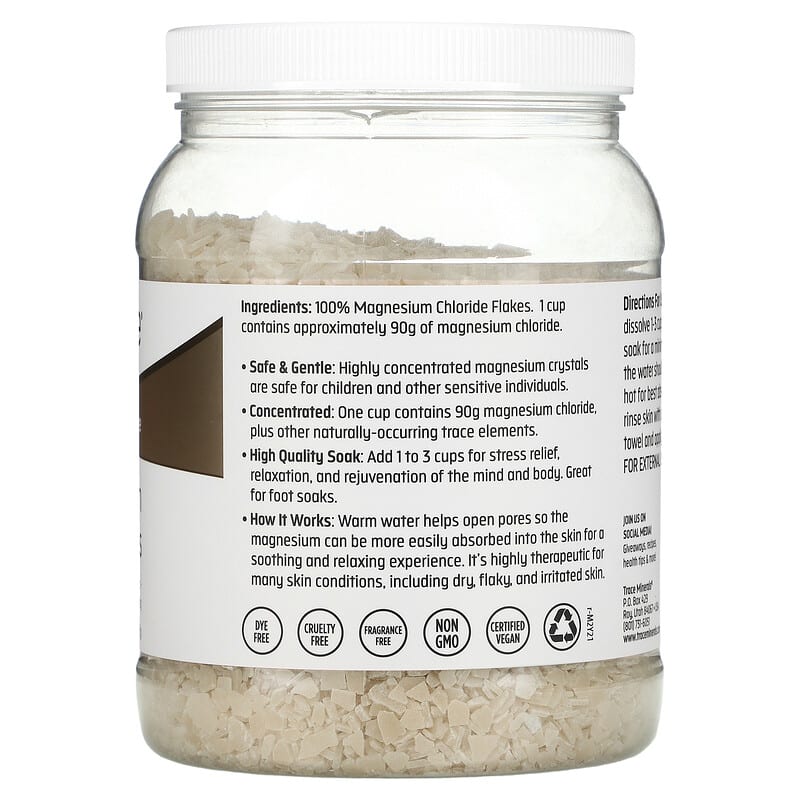 Trace Minerals ®, TM Skincare, Pure Magnesium Flakes, 2.75 lbs (1,247 g) 878941005022