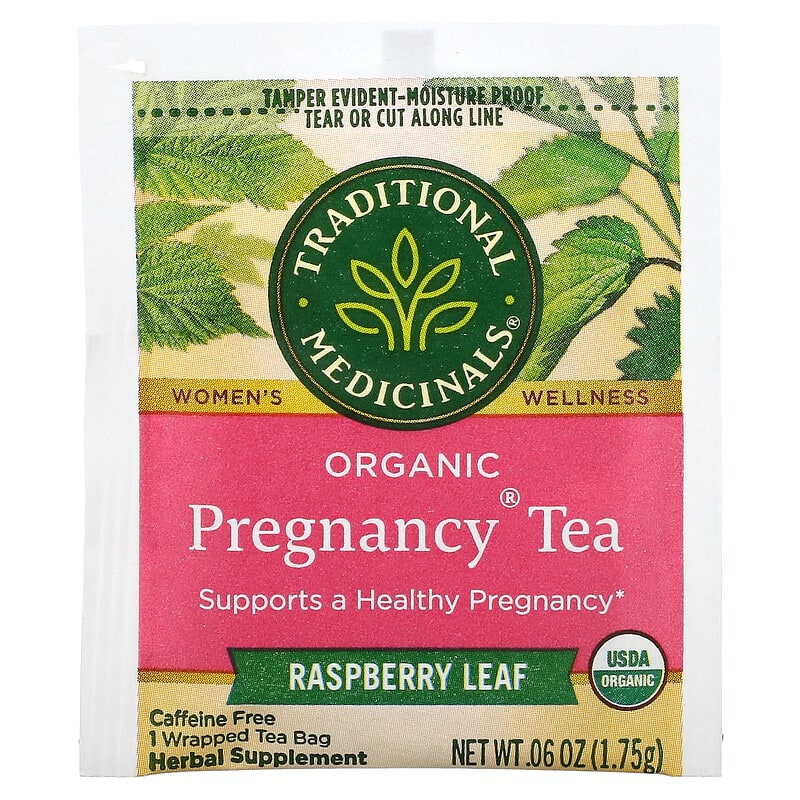 Traditional Medicinals, Organic Pregnancy Tea, Raspberry Leaf, Caffeine Free, 16 Wrapped Tea Bags, 0.06 oz (1.75 g) Each 32917000125