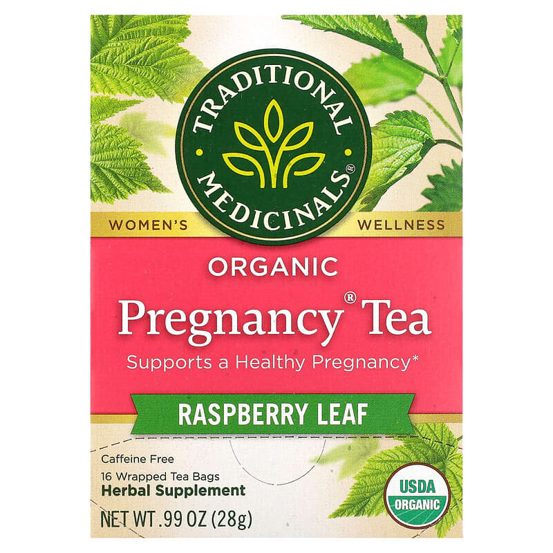 Traditional Medicinals Organic Pregnancy Tea Raspberry Leaf Caffeine Free 16 Wrapped Tea Bags 0.06 oz (1.75 g) Each 32917000125