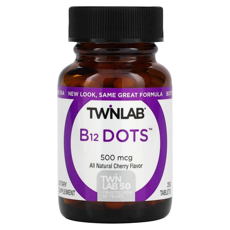 Twinlab, B12 Dots, Cherry, 500 mcg, 250 Tablets 27434006095