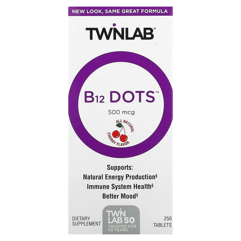 Twinlab B12 Dots Cherry 500 mcg 250 Tablets 27434006095