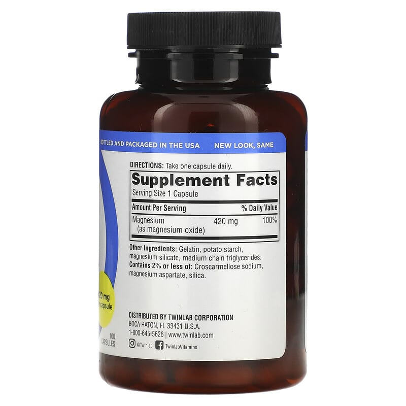 Twinlab, Magnesium Caps, 420 mg, 100 Capsules 27434010214