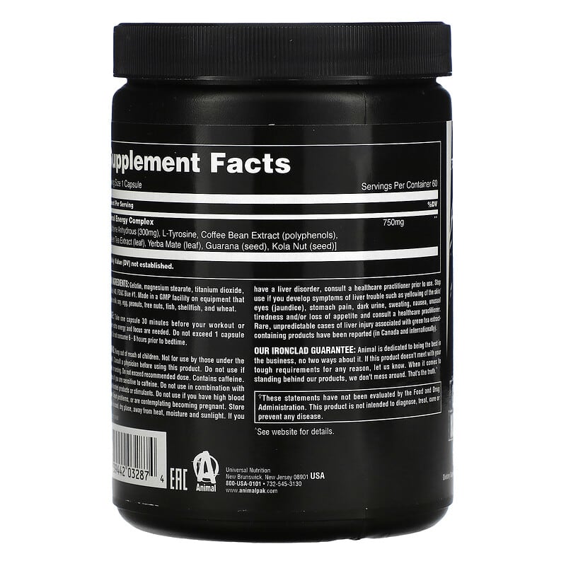 Universal Nutrition, Animal Energy, 60 Capsules 39442032874