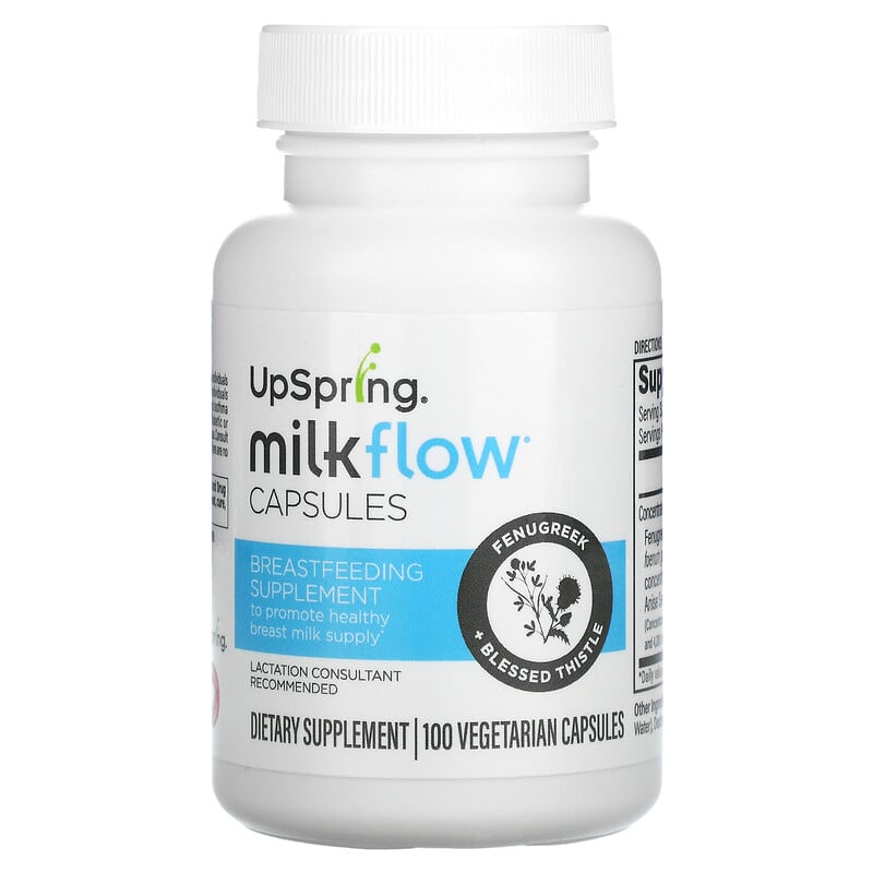 UpSpring, Milkflow, With Fenugreek + Blessed Thistle, 100 Vegetarian Capsules 859188006942