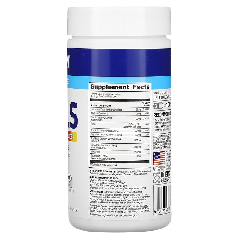 USN, Feels, Mood & Mind Enhancer, 60 Veggie Capsules 6009544938712