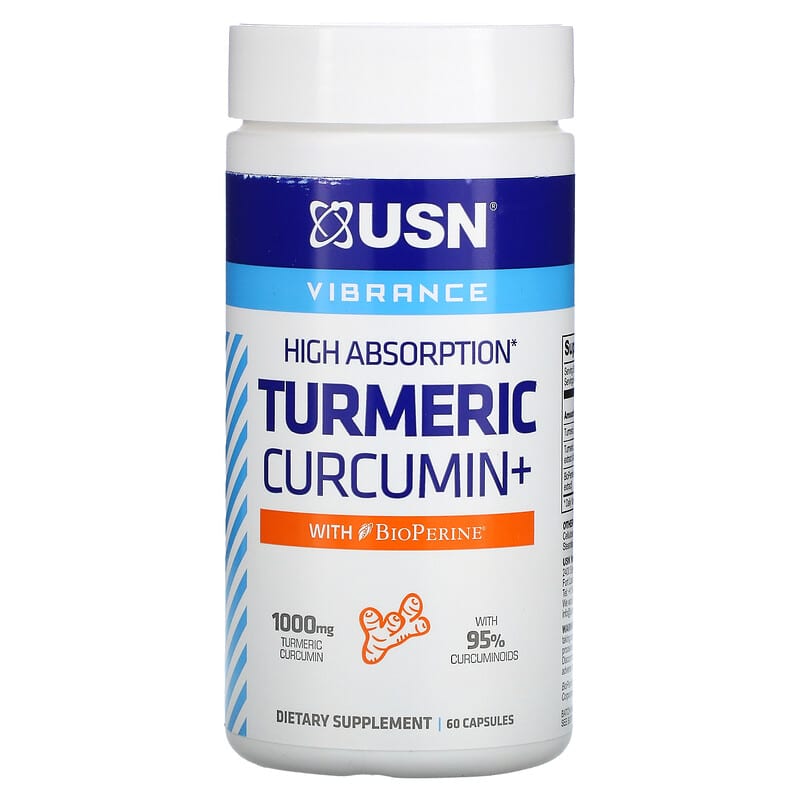 USN High Absorption Turmeric Curcumin+ with BioPerine 500 mg 60 Capsules 6009544938736