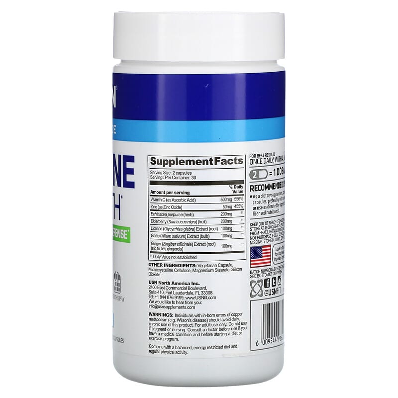 USN, Immune Health, Super Immune Defense, 60 Capsules 6009544936206