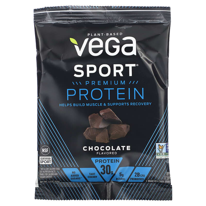 Vega, Sport, Plant-Based Premium Protein, Chocolate, 12 Pack, 1.6 oz (44 g) Each 838766008660