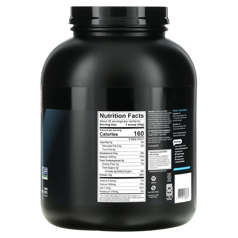 Vega, Sport , Plant-Based Premium Protein, Chocolate, 4 lb 5.9 oz (1.98 kg) 838766008585