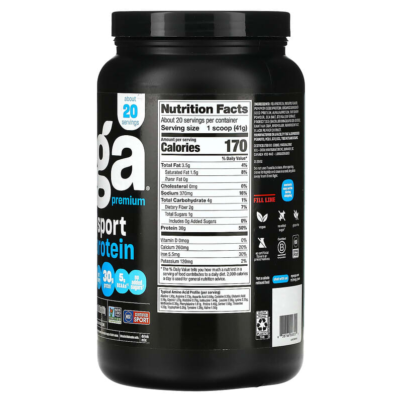 Vega, Sport Premium Protein Powder, Vanilla, 29.2 oz (828 g) 838766008554