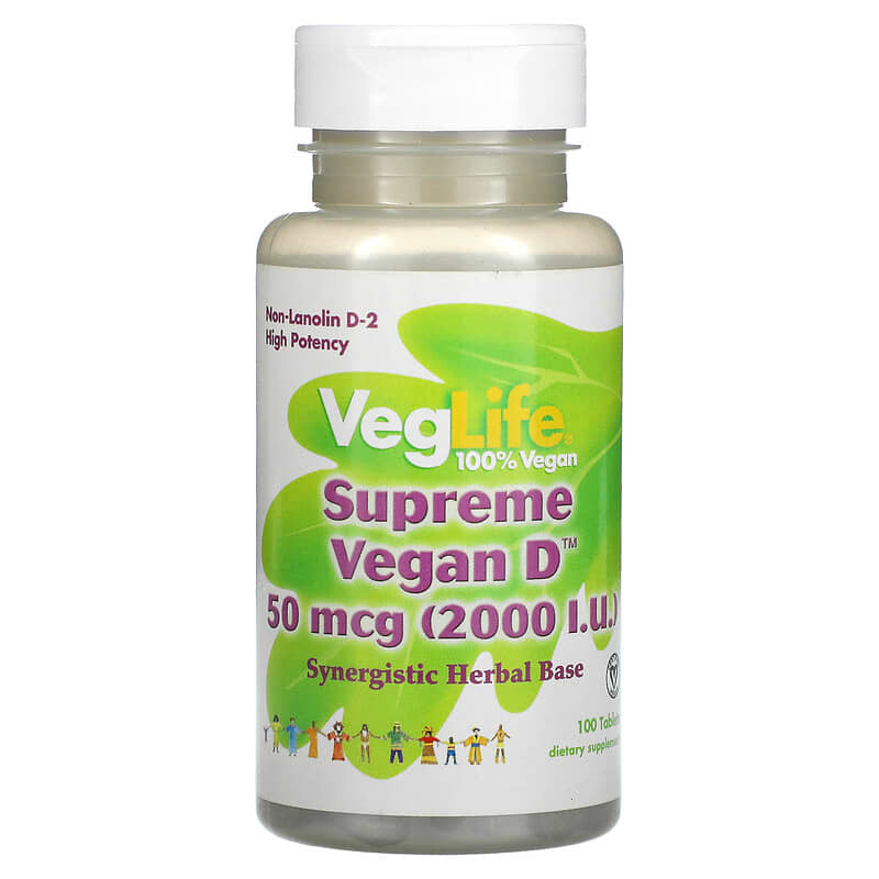 VegLife Supreme Vegan D 2,000 IU (50 mcg) 100 Tablets 76280870312