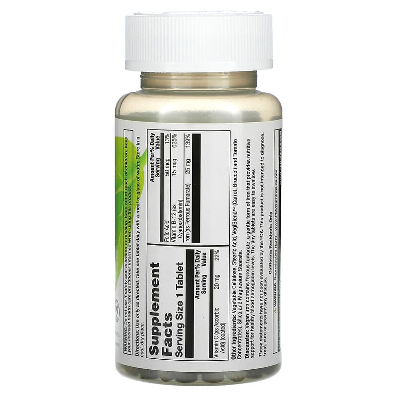 VegLife, Vegan Iron, 25 mg, 100 Tablets 76280746105