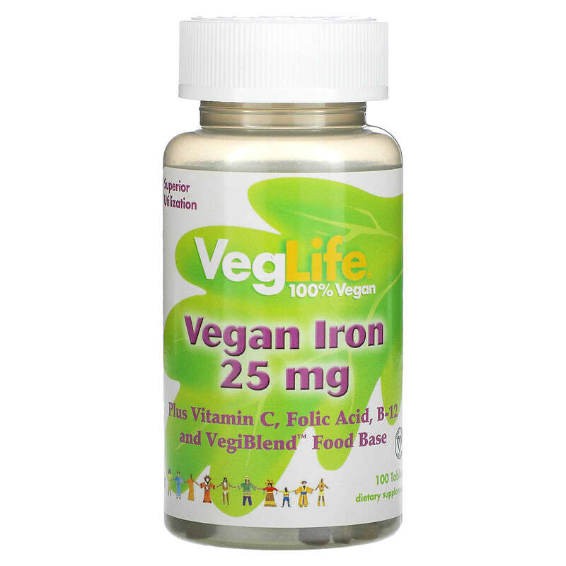 VegLife Vegan Iron 25 mg 100 Tablets 76280746105
