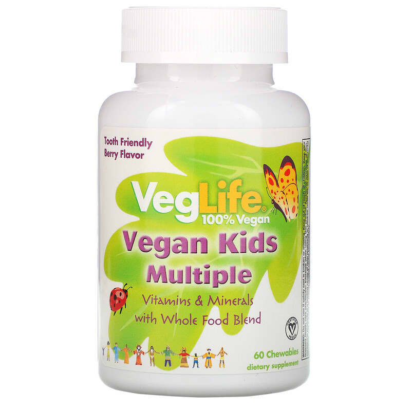 VegLife Vegan Kids Multiple Berry Flavor 60 Chewables 76280100327