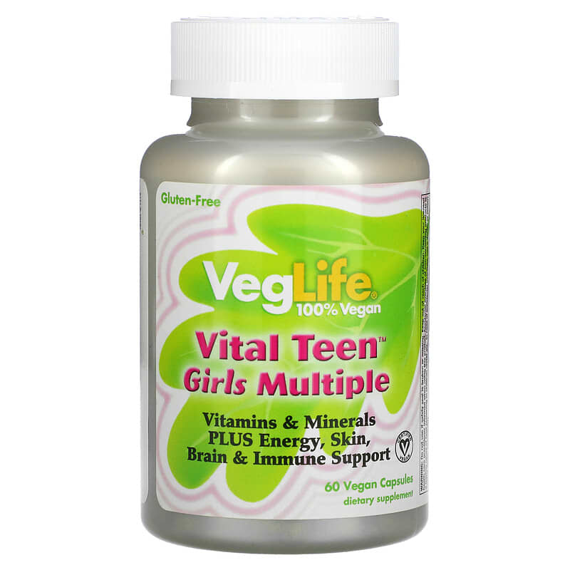 VegLife Vital Teen Girls Multiple 60 Vegan Capsules 76280444148