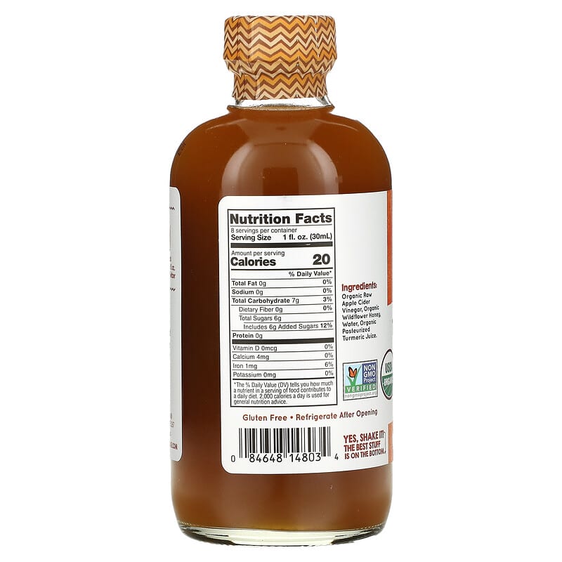 Vermont Village, Apple Cider Vinegar, Turmeric & Honey, 8 fl oz (236 ml) 84648148034
