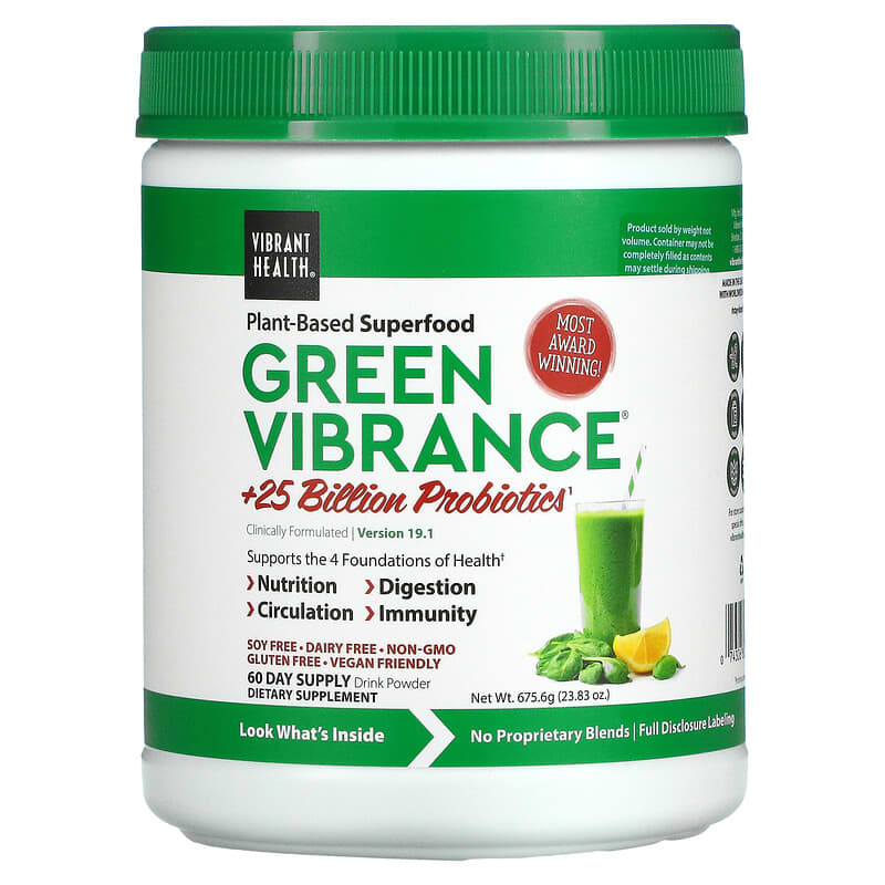 Vibrant Health Green Vibrance +25 Billion Probiotics Version 19.1 23.83 oz (675.6 g) 74306800046
