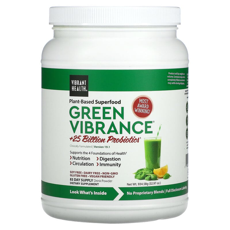 Vibrant Health Green Vibrance +25 Billion Probiotics Version 19.1 32.97 oz (934.58 g) 74306800862
