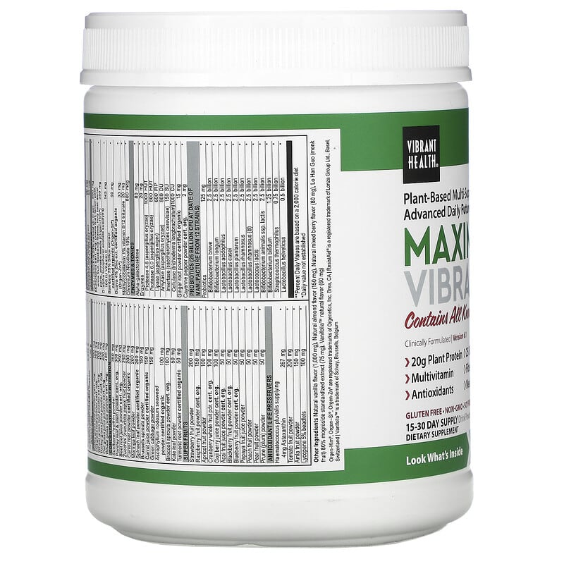 Vibrant Health, Maximum Vibrance, Version 6.1, Vanilla Bean, 618.6 g (21.82 oz) 74306801005