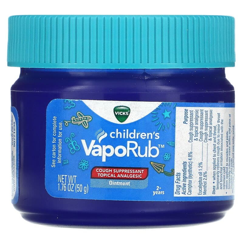 Vicks Children's VapoRub Ointment Cough Suppressant 2+ Years 1.76 oz (50 g) 323900039216