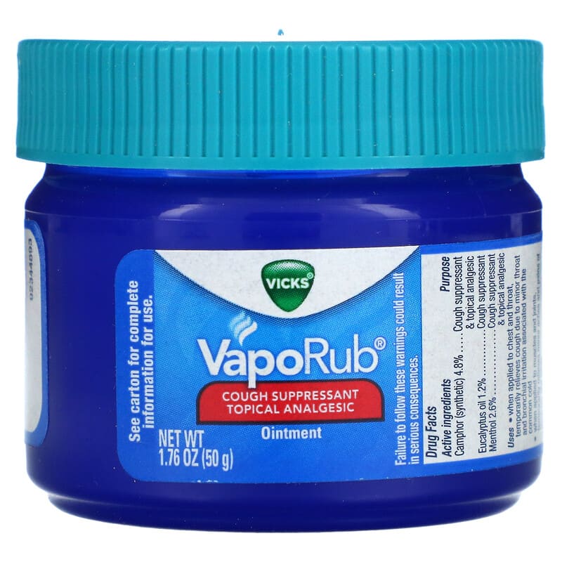 Vicks, VapoRub, Cough Suppressant Topical Analgesic Ointment, 1.76 oz (50 g) 323900003613