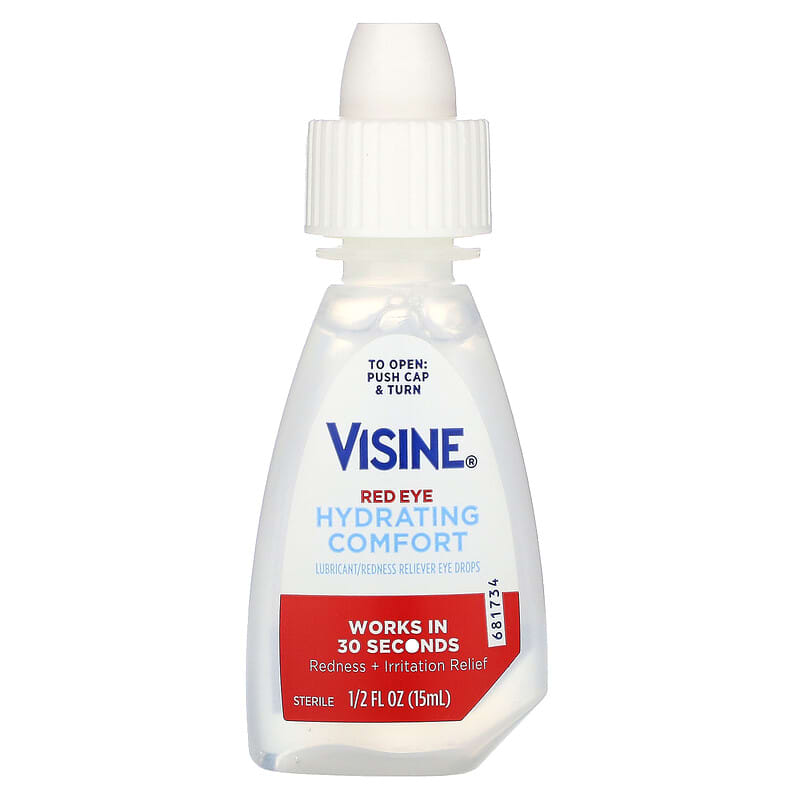 Visine, Red Eye Hydrating Comfort, Lubricant/Redness Reliever Eye Drops, 1/2 fl oz (15 ml) 312547493840