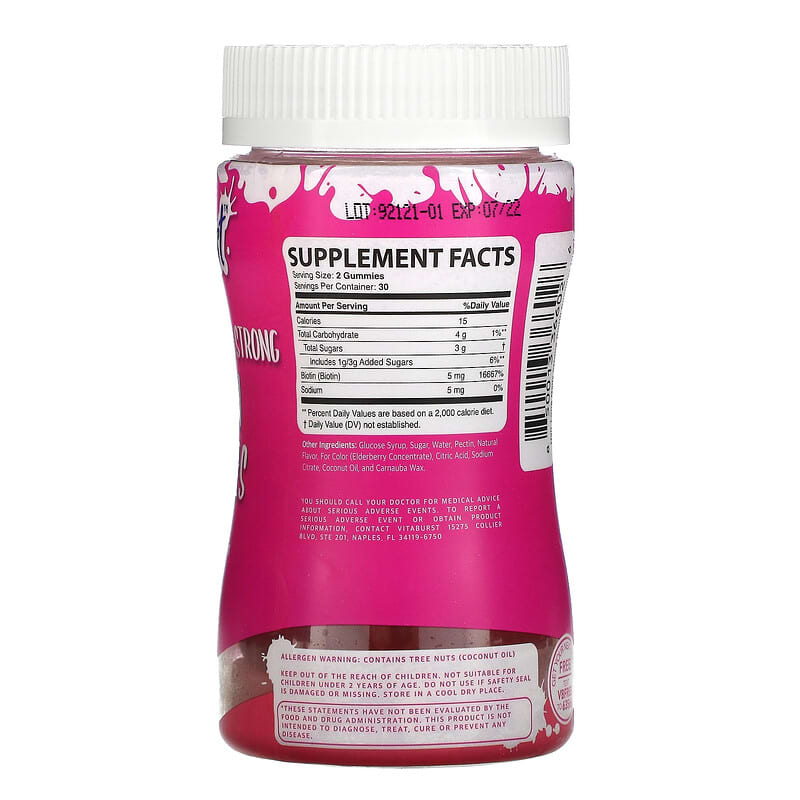 Vitaburst, Biotin Gummies, Strawberry, 60 Gummies 850013366026