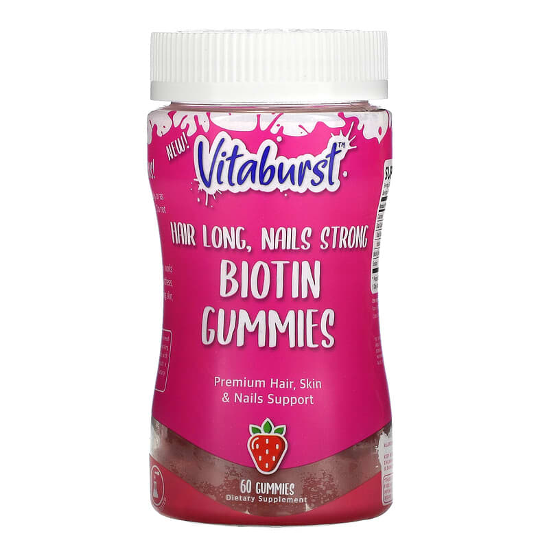 Vitaburst Biotin Gummies Strawberry 60 Gummies 850013366026