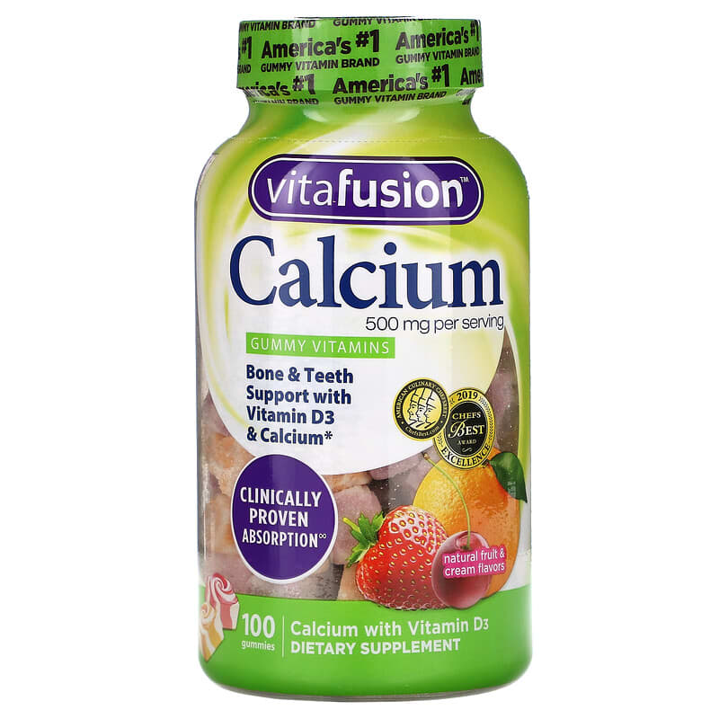 VitaFusion Calcium Natural Fruit & Cream Flavors 250 mg 100 Gummies 27917019512