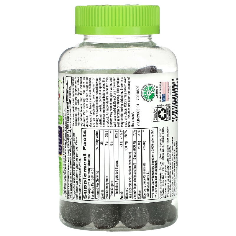 VitaFusion, Elderberry, With Vitamins C & D for Immune Support, Natural Berry, 90 Gummies 27917290096