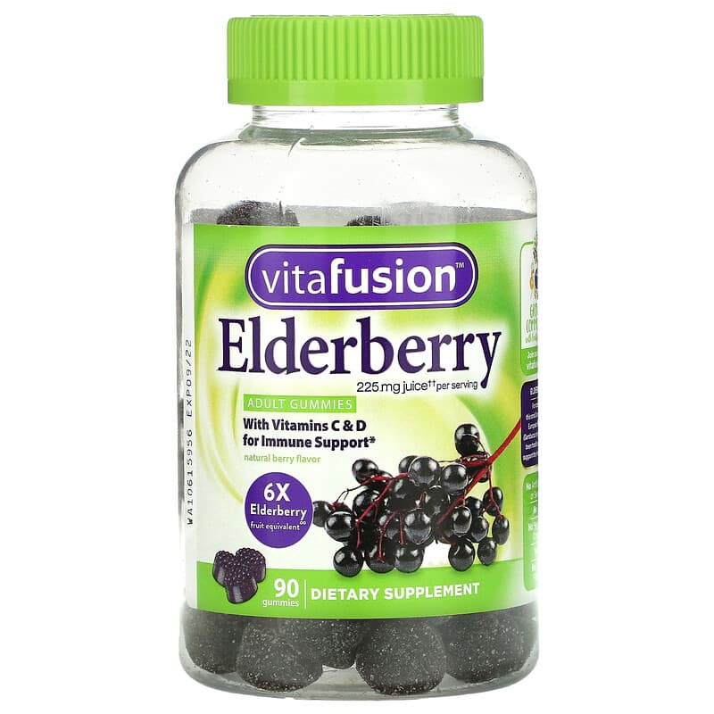 VitaFusion Elderberry With Vitamins C & D for Immune Support Natural Berry 90 Gummies 27917290096