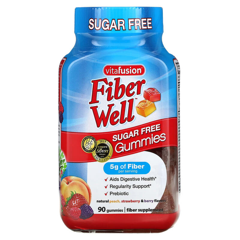 VitaFusion Fiber Well Peach Strawberry Berry 90 Gummies 27917018904