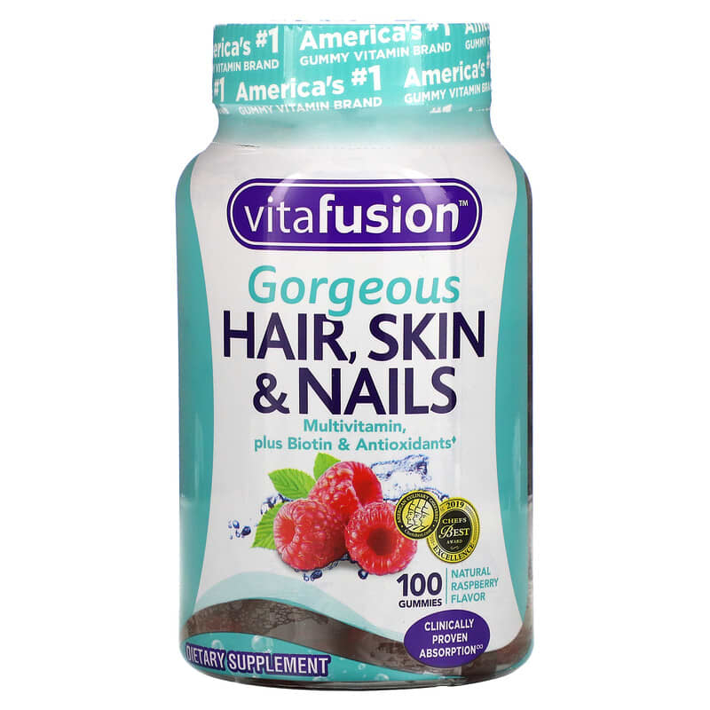 VitaFusion Gorgeous Hair Skin & Nails Multivitamin Natural Raspberry 100 Gummies 27917020051