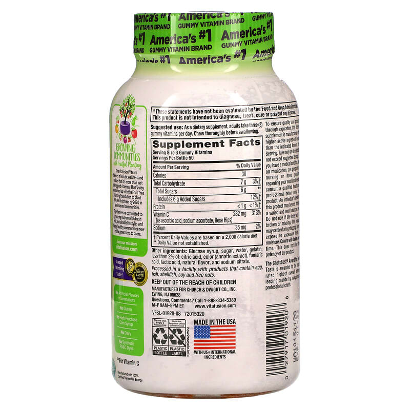 VitaFusion, Power C, High Potency Vitamin C, Natural Orange Flavor, 150 Gummies 27917019208