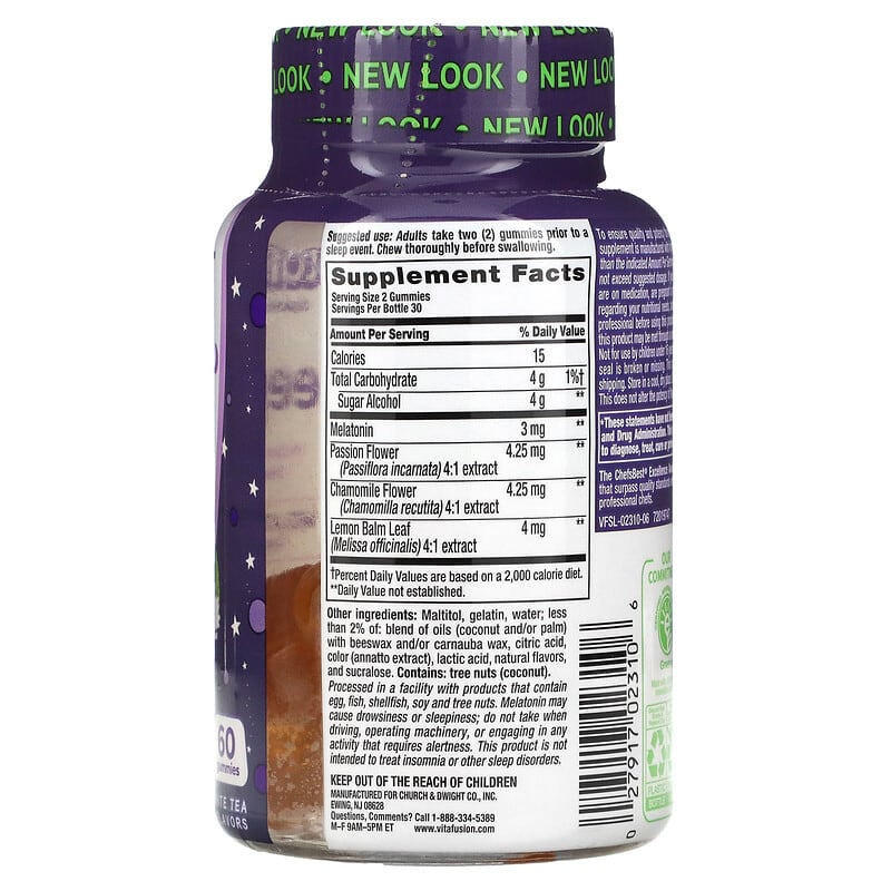 VitaFusion, SleepWell, Natural White Tea & Peach, 60 Gummies 27917023106