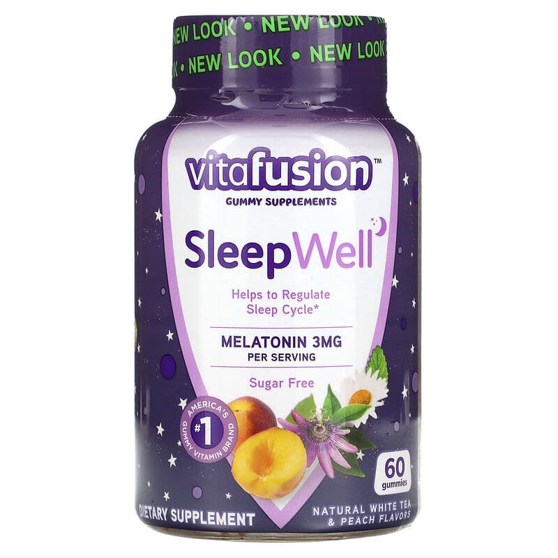 VitaFusion SleepWell Natural White Tea & Peach 60 Gummies 27917023106