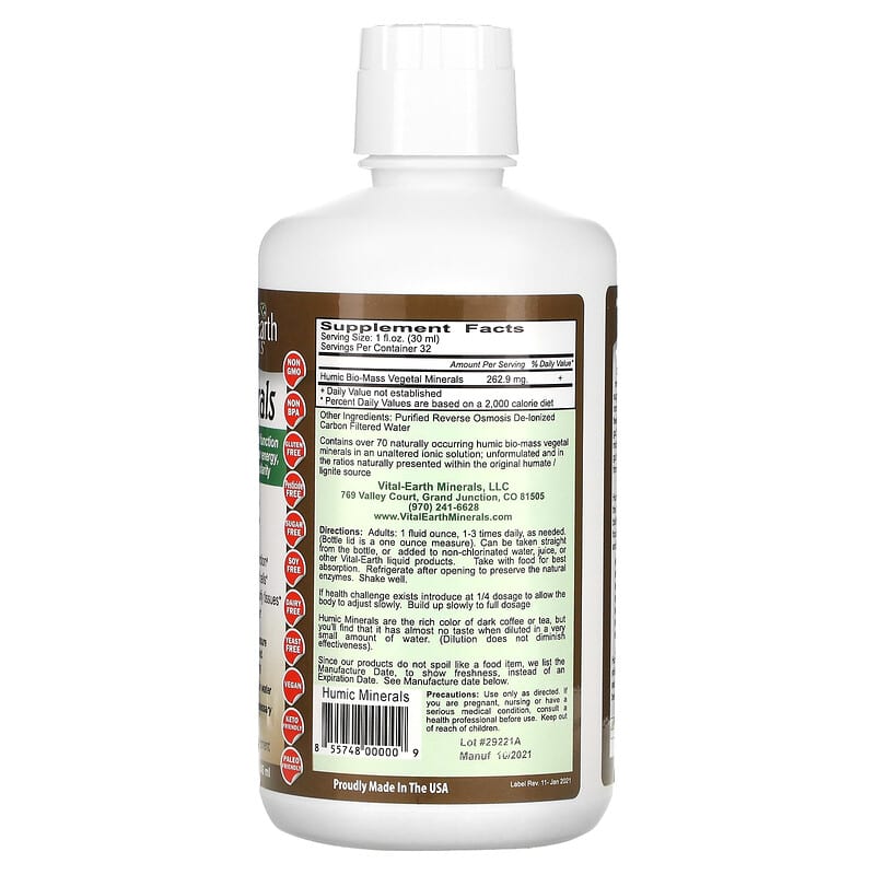 Vital Earth Minerals, Humic Minerals, 32 fl oz (946 ml) 855748000009