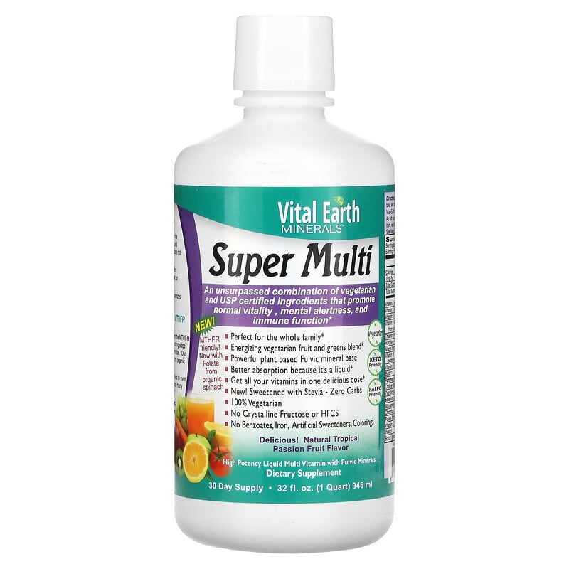 Vital Earth Minerals Super Multi Natural Tropical Passion Fruit 32 fl oz (946 ml) 855748000023