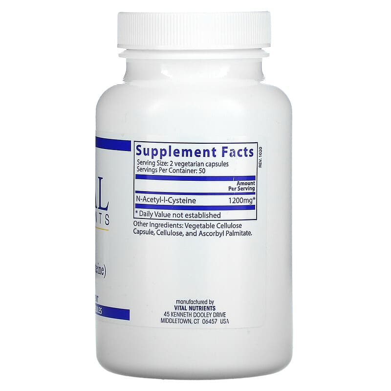 Vital Nutrients, NAC, 600 mg, 100 Vegetarian Capsules 693465104118