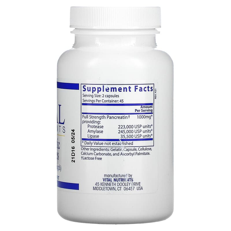 Vital Nutrients, Pancreatic Enzymes, 500 mg, 90 Capsules 693465417119