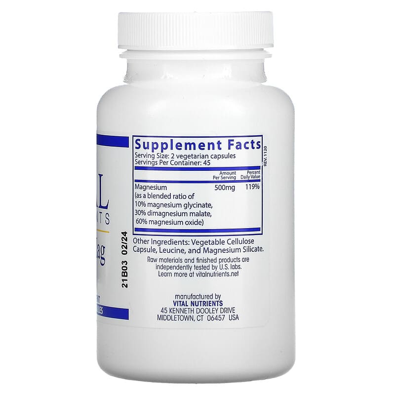 Vital Nutrients, Triple Mag, 250 mg, 90 Vegetarian Capsules 693465309117