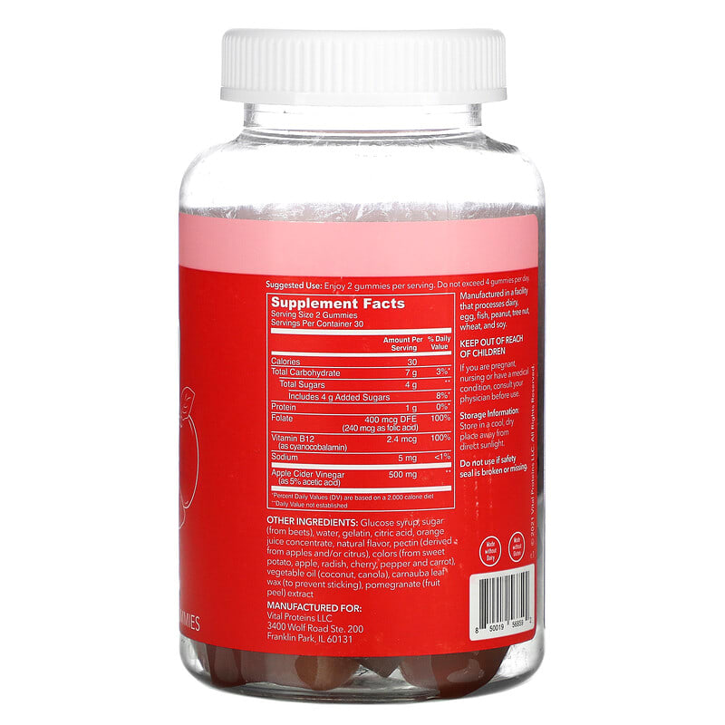 Vital Proteins, Apple Cider Vinegar Gummies, Apple, 60 Gummies 850019568592