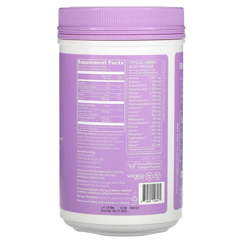 Vital Proteins, Beauty Collagen, Lavender Lemon, 9 oz (255 g) 850502008161