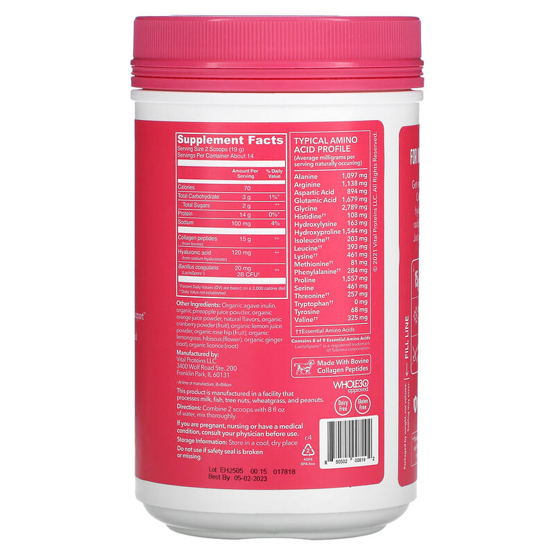 Vital Proteins, Beauty Collagen, Tropical Hibiscus, 9.6 oz (271 g) 850502008192