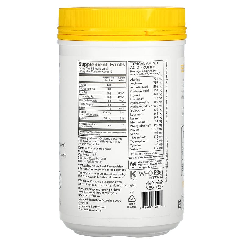 Vital Proteins, Collagen Creamer, Vanilla, 10.6 oz (300 g) 850232005034