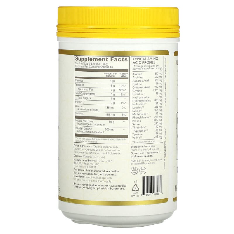 Vital Proteins, Collagen Latte, Madagascar Vanilla, 11.5 oz (327 g) 857273008901