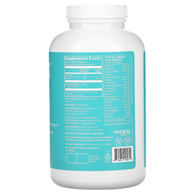 Vital Proteins, Marine Collagen, 360 Capsules 850232005645